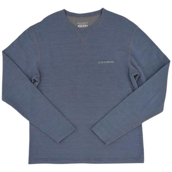 Voormi Men's Wool Blend Grid Fleece Camp Sweatshirt Blue Medium - Picture 1 of 10